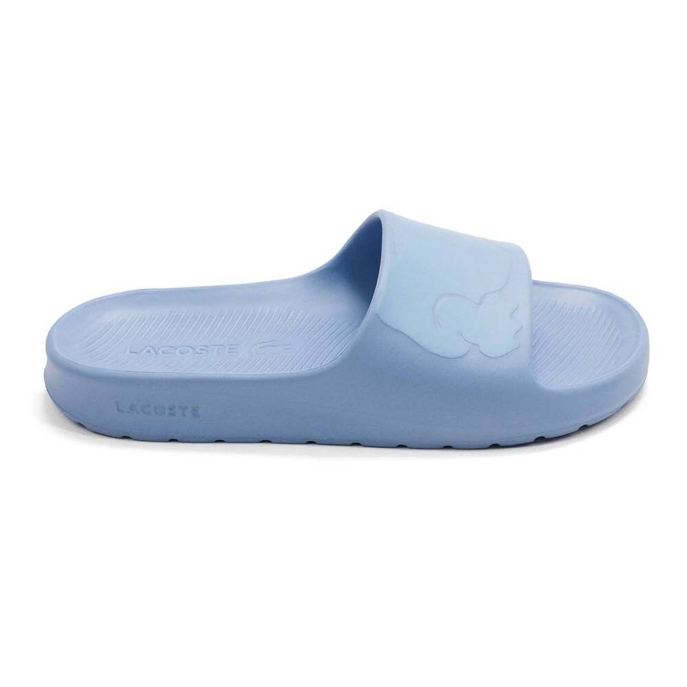 NEW LACOSTE men's croco 2.0 slide sandals in light blue